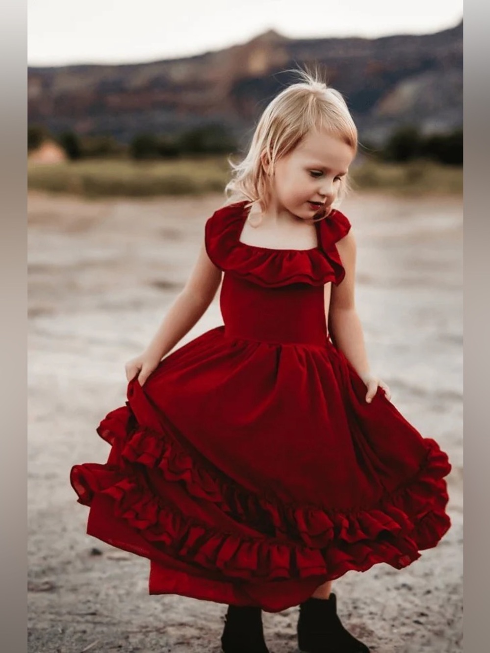 BAILEY'S BLOSSOMS NELLIE TODDLER RUFFLE MAXI DRESS WINE